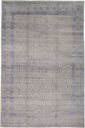 Purple Textured Geometric Modern Oriental 60893 by Nazmiyal Antique Rugs