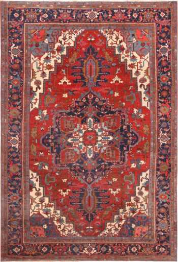 Vibrant Large Antique Persian Heriz Area Rug 71128 by Nazmiyal Antique Rugs
