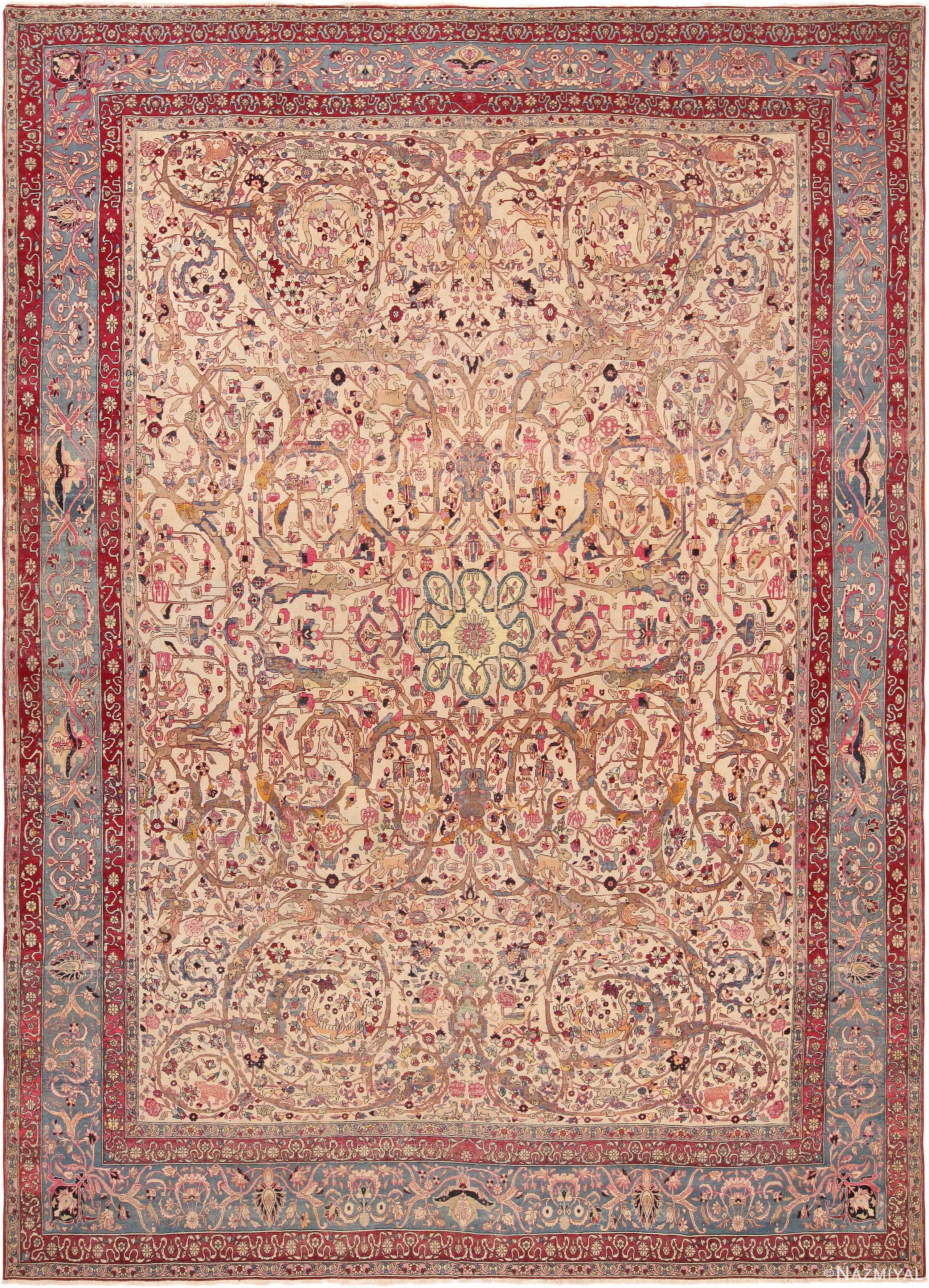 Antique Persian Tehran Area Rug 71106 by Nazmiyal Antique Rugs
