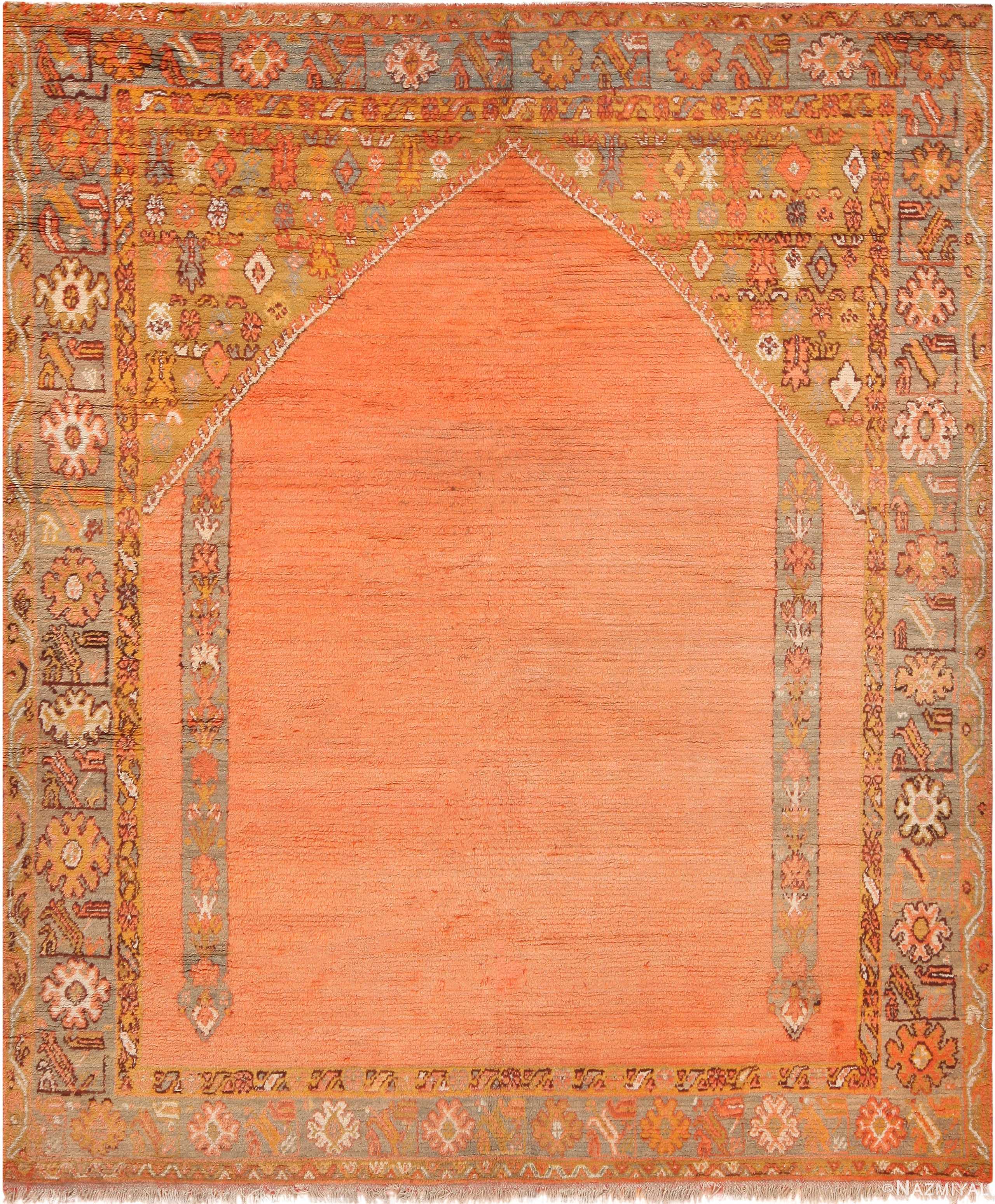 Antique Turkish Oushak Prayer Rug 71110 by Nazmiyal Antique Rugs