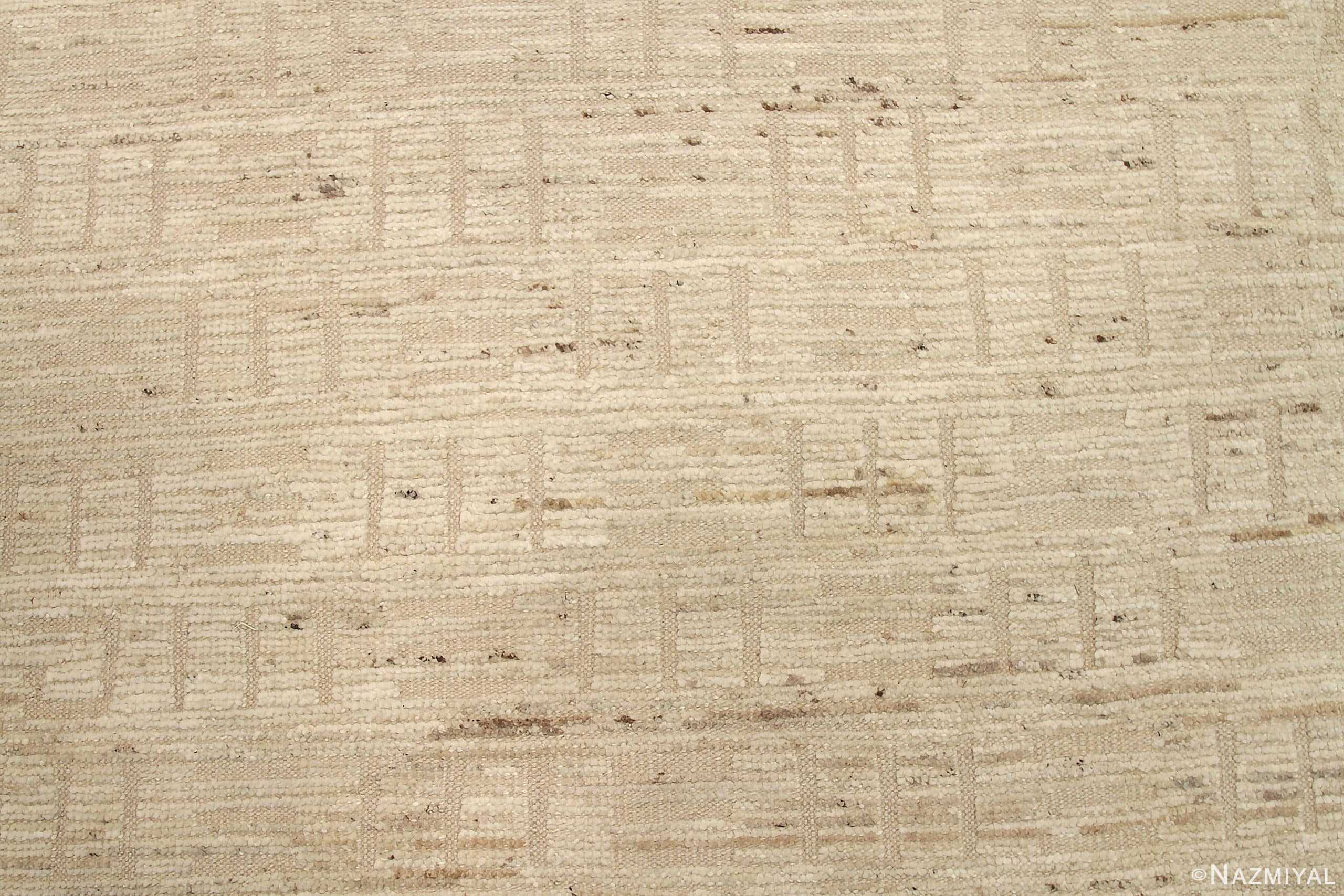 Close Up Of Beige Geometric Modern Distressed 60874 by Nazmiyal Antique Rugs