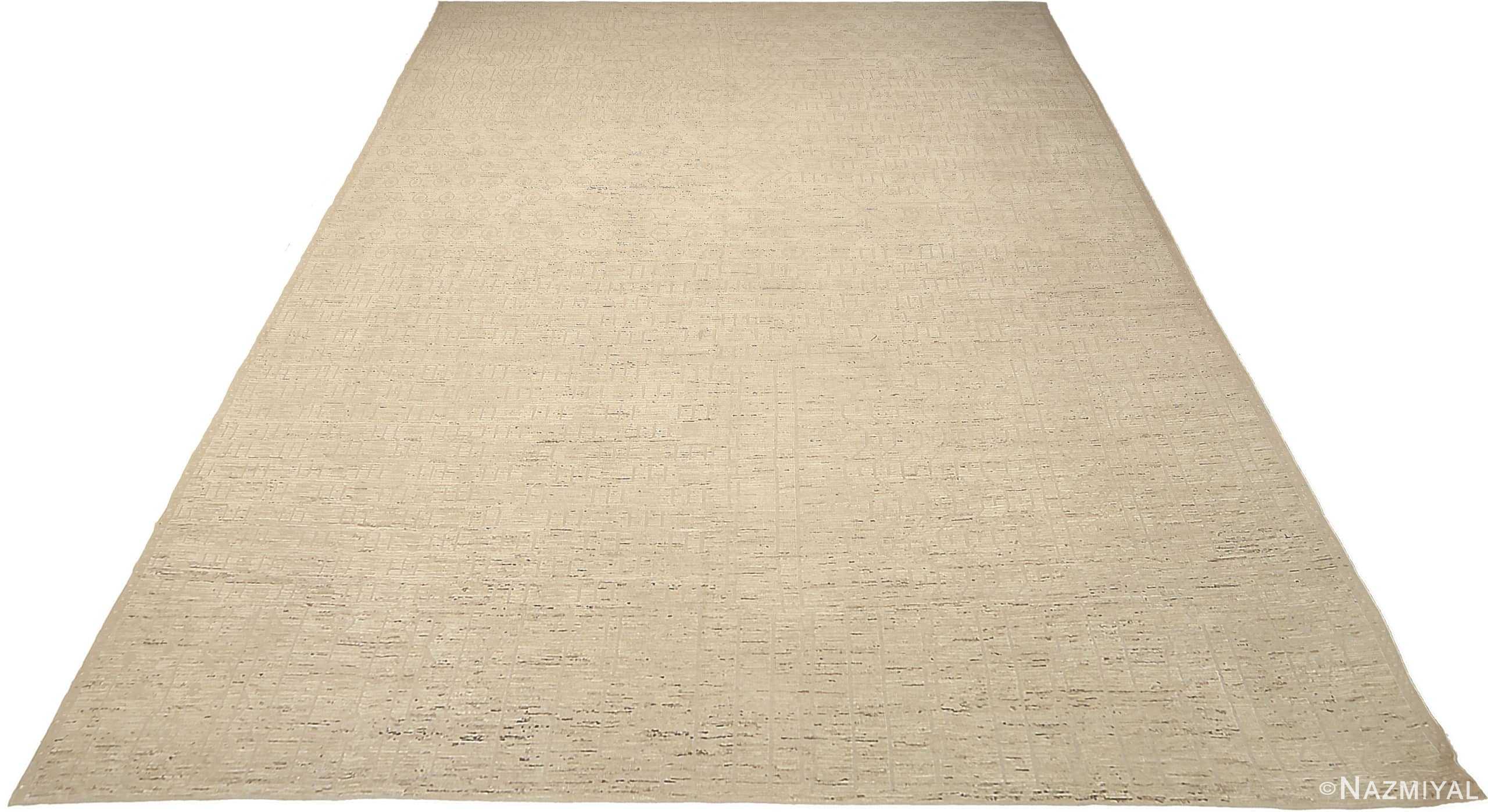 Whole View Of Beige Geometric Modern Distressed 60874 by Nazmiyal Antique Rugs