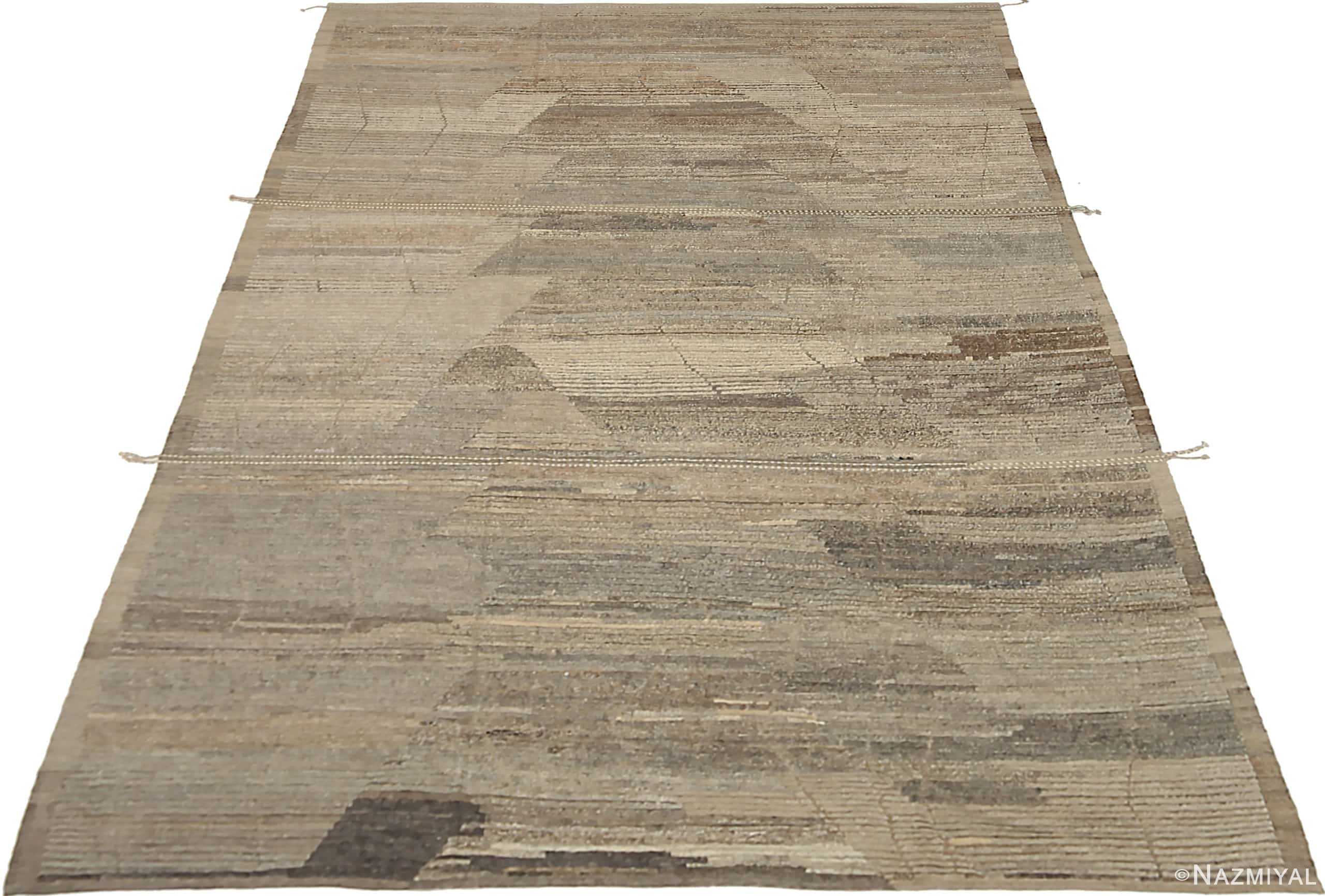 Whole View Of Brown Primitive Design Modern Distressed 60888 by Nazmiyal Antique Rugs