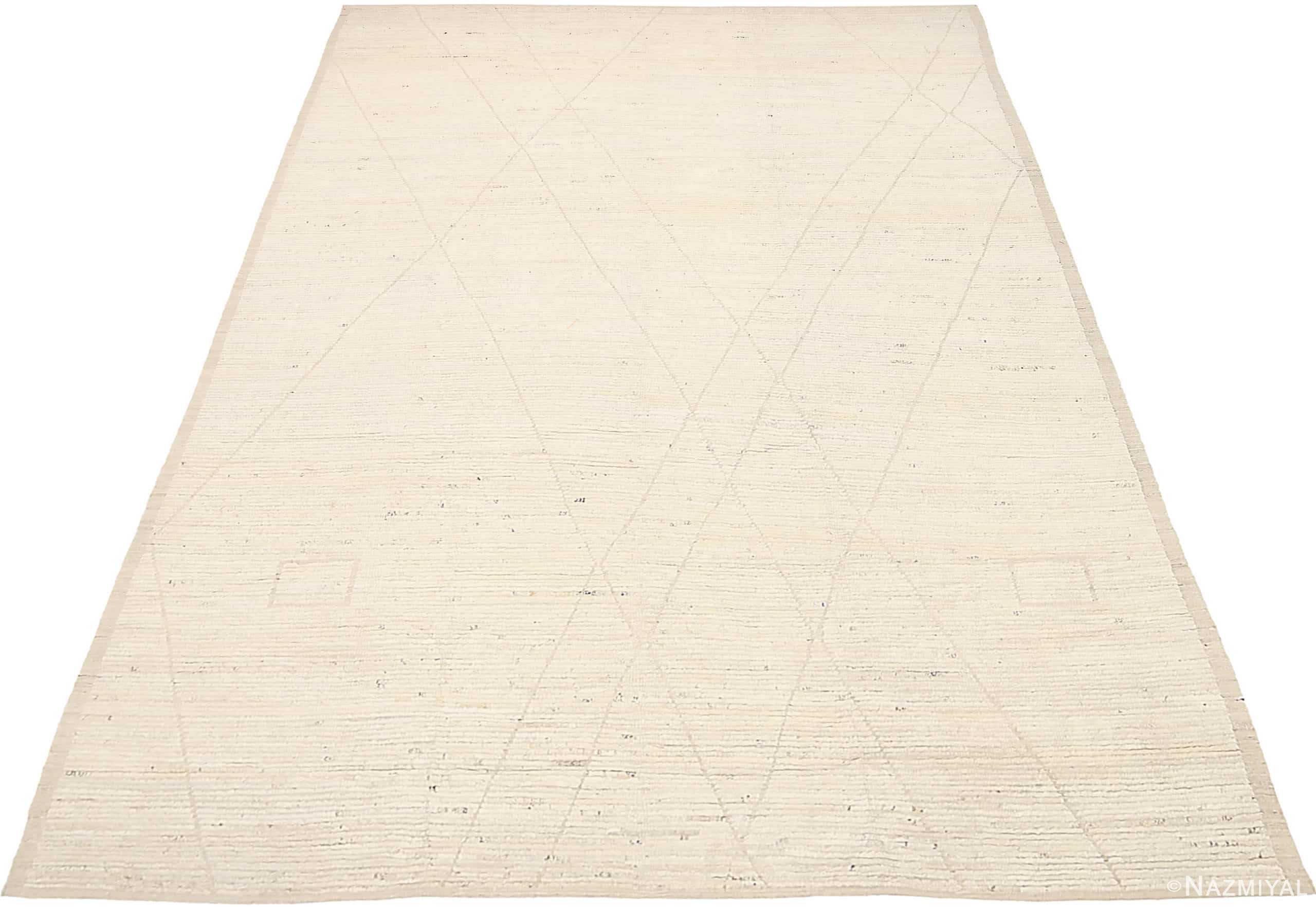 Whole View Of Light Ivory Geometric Modern Distressed 60883 by Nazmiyal Antique Rugs