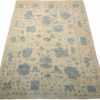 Whole View Of Beige Blue Geometric Modern Oushak 60871 by Nazmiyal Antique Rugs