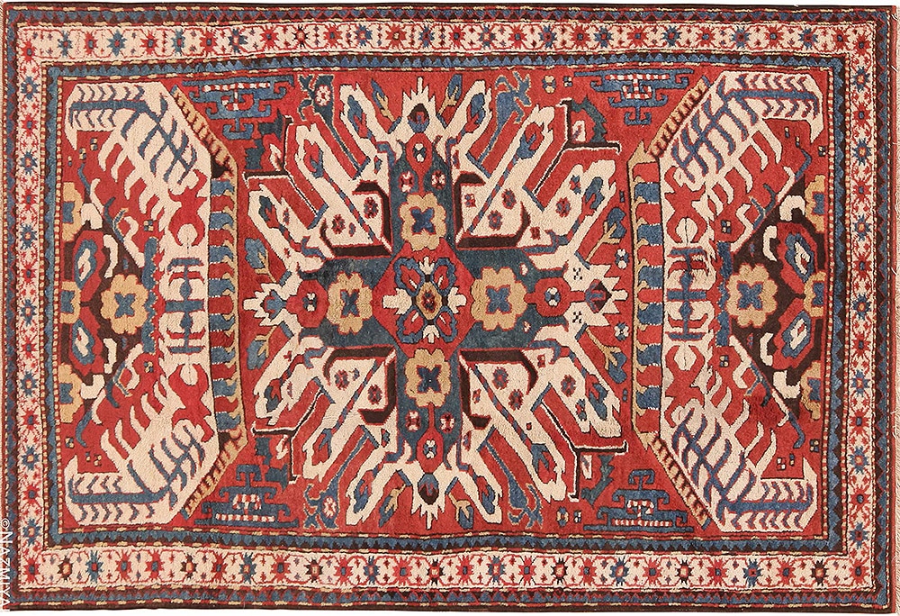 Antique Caucasian Eagle Kazak Rug by Nazmiyal Antique Rugs