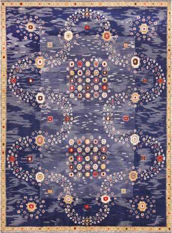 Blue Stunning Modern Silk And Wool Swedish Inspired Rug 60906 by Nazmiyal Antique Rugs