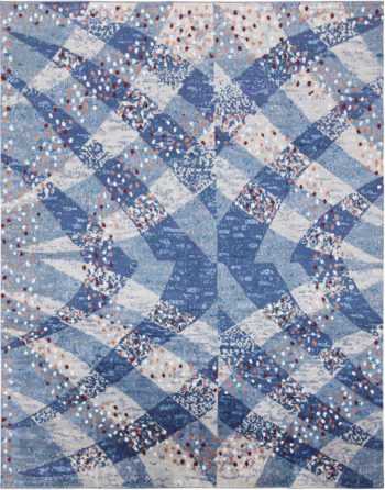 Spectacular Blue Silk And Wool Modern Swedish Design Area Rug 60911 by Nazmiyal Antique Rugs
