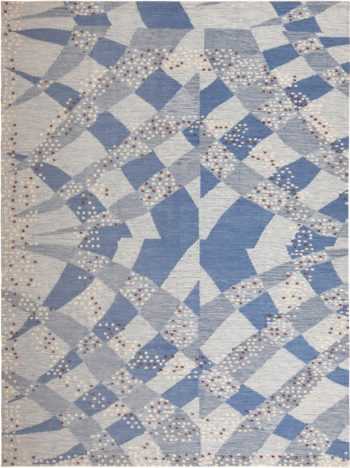 Gorgeous Modern Flat Woven Swedish Style Blue Rug 60894 by Nazmiyal Antique Rugs