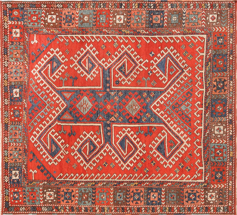 Square Antique Turkish Bergama Rug by Nazmiyal Antique Rugs