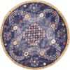 Vibrant Silk And Wool Modern Swedish Inspired Round Blue Rug 60905 by Nazmiyal Antique Rugs