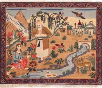 Eyecatching Antique Persian Pictorial Kashan Rug 71196 by Nazmiyal Antique Rugs
