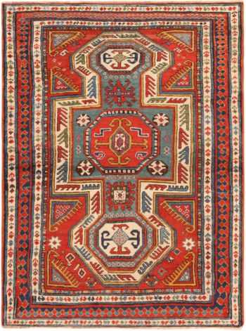Majestic Antique Caucasian Kazak Sevan Rug 71180 by Nazmiyal Antique Rugs