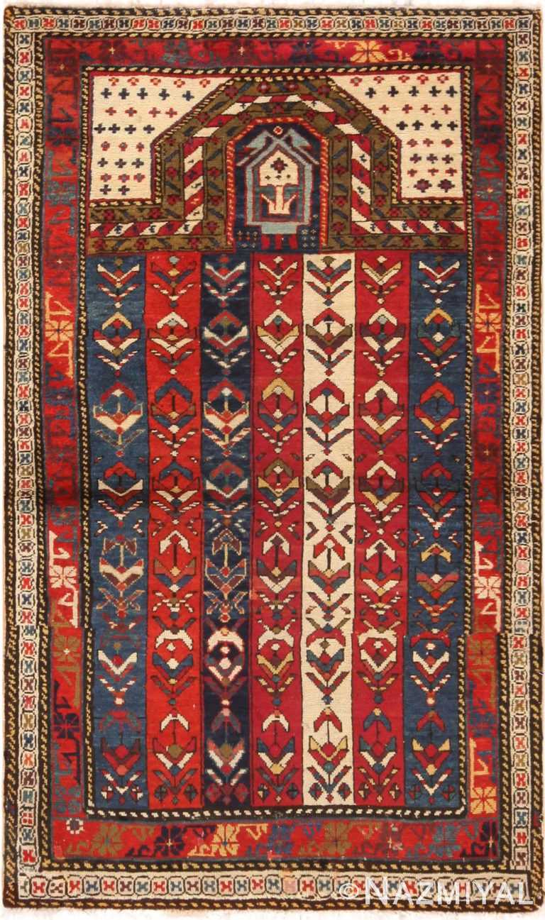 Eyecatching Antique Caucasian Prayer Karabagh Rug 71144 by Nazmiyal Antique Rugs