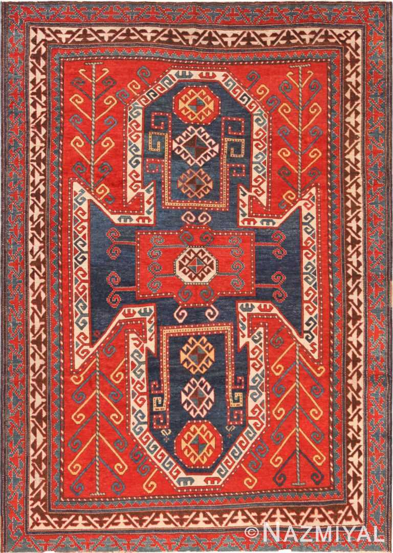Eyecatching Antique Caucasian Sevan Kazak Rug 71219 by Nazmiyal Antique Rugs
