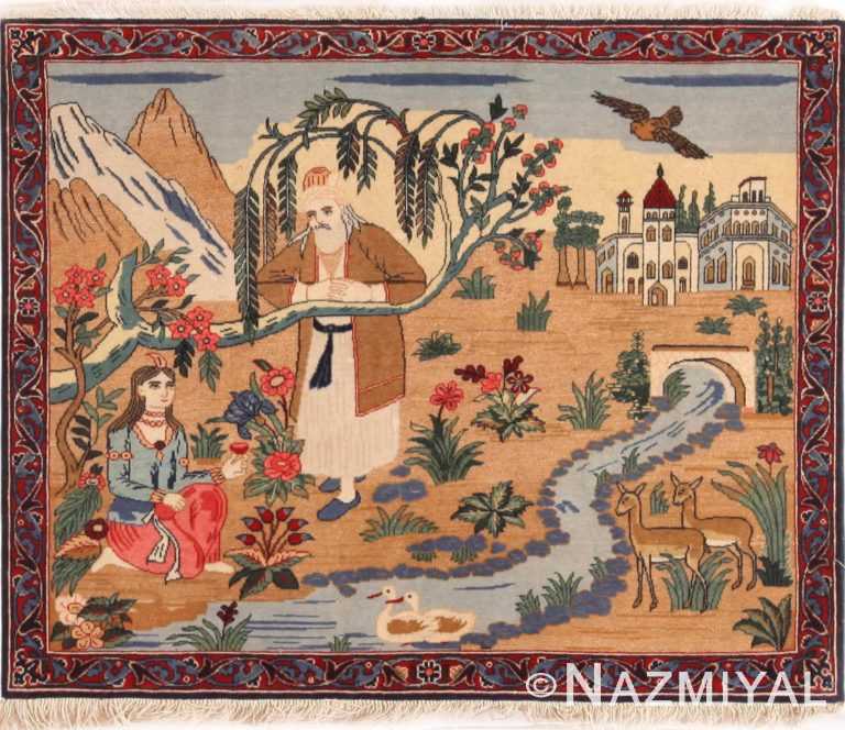 Eyecatching Antique Persian Pictorial Kashan Rug 71196 by Nazmiyal Antique Rugs
