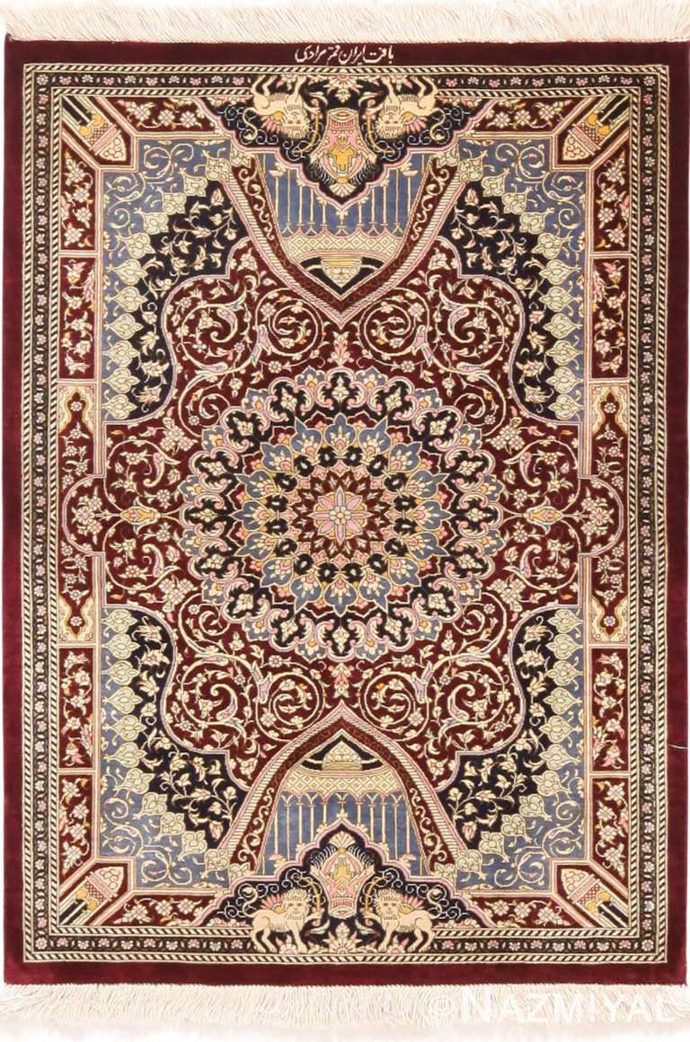 Spectacular Vintage Persian Silk Qum Rug 71191 by Nazmiyal Antique Rugs
