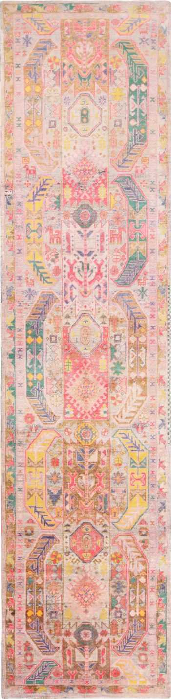 Tribal Caucasian Design Contemporary Silk Runner Rug 60929 by Nazmiyal Antique Rugs