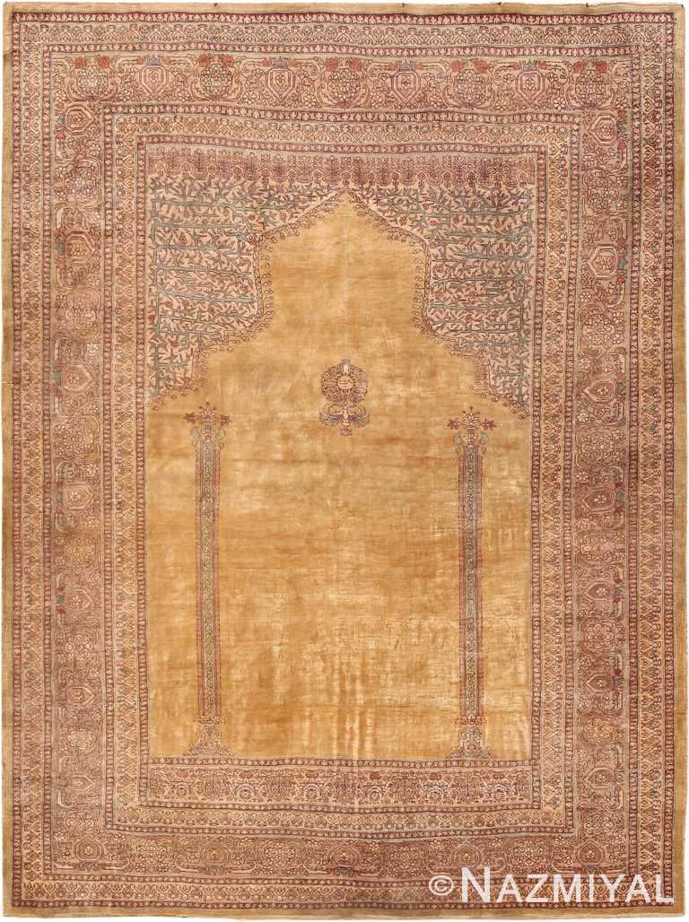 Silk Vintage Turkish Hereke Prayer Rug 70958 by Nazmiyal Antique Rugs