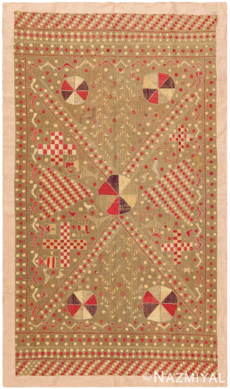 Antique Silk Indian Embroidery 71330 by Nazmiyal Antique Rugs