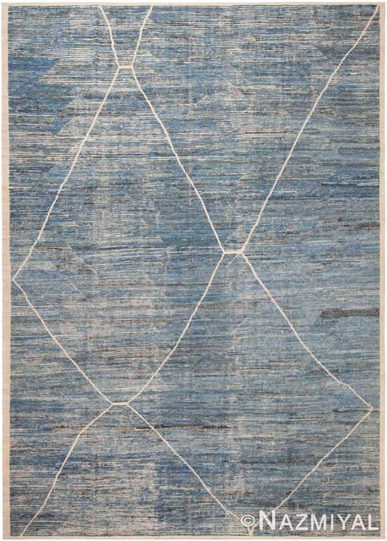 Blue Modern Distressed Area Rug 60942 by Nazmiyal Antique Rugs