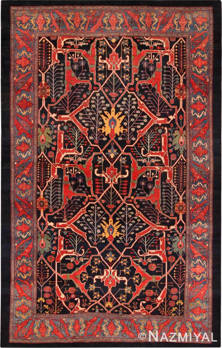 Large Antique Persian Garous Bidjar Blue Background Rug 71343 by Nazmiyal Antique Rugs