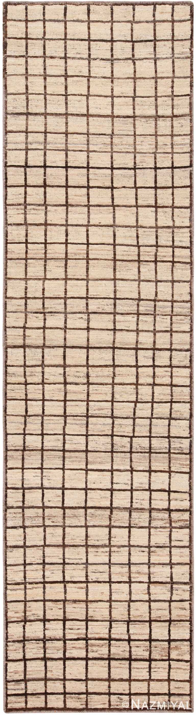 Moroccan Style Geometric Modern Distressed Runner Rug 60936 by Nazmiyal Antique Rugs