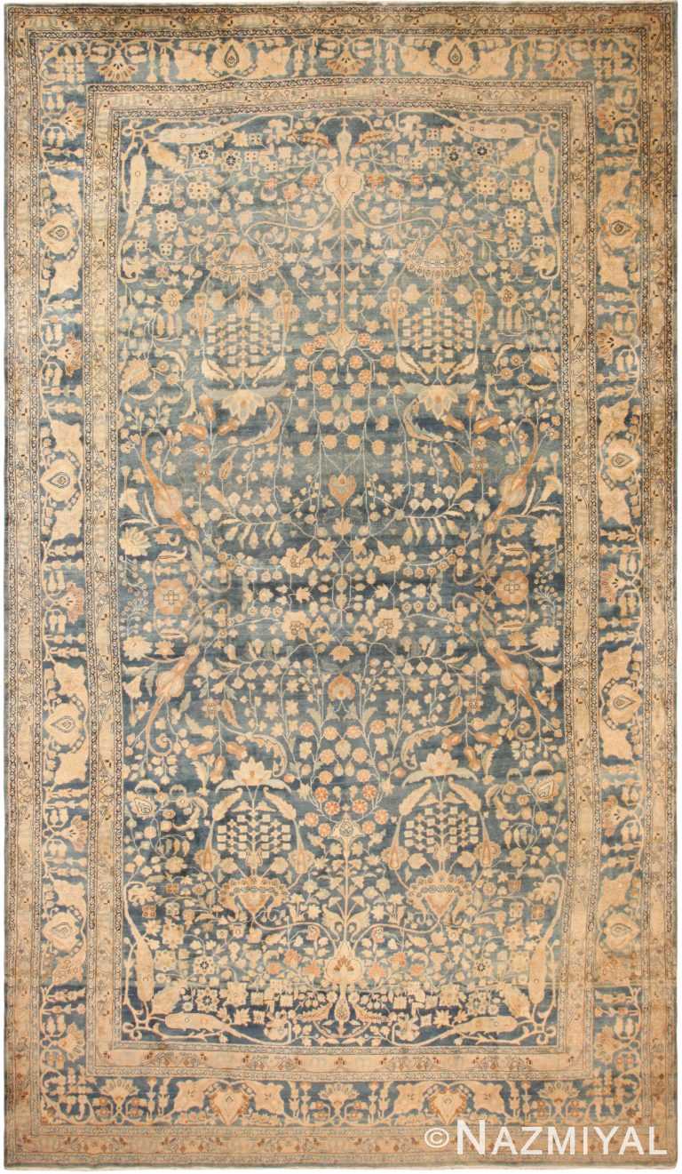 Oversized Light Blue Antique Persian Khorassan Area Rug 71337 by Nazmiyal Antique Rugs