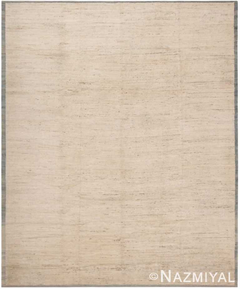 Room Size Cream Modern Distressed Rug 60939 by Nazmiyal Antique Rugs