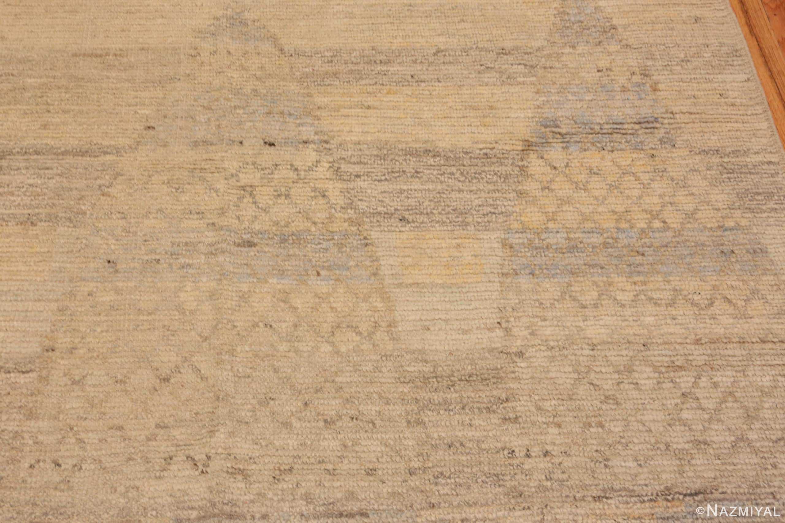 Detail Of Cream Color Oversized Modern Distressed Decorative Rug 60945 by Nazmiyal Antique Rugs