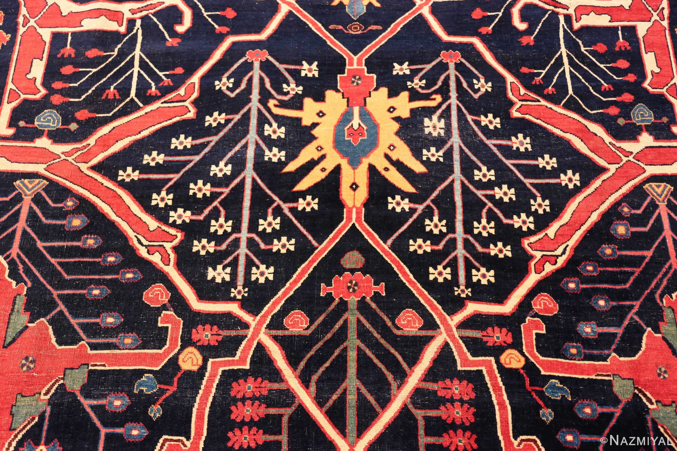 Details Of Large Persian Garous Bidjar Blue Background Rug 71343 by Nazmiyal Antique Rugs