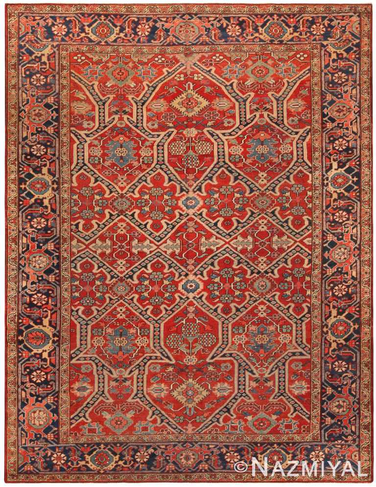 Geometric Antique Persian Heriz Rug 71386 by Nazmiyal Antique Rugs