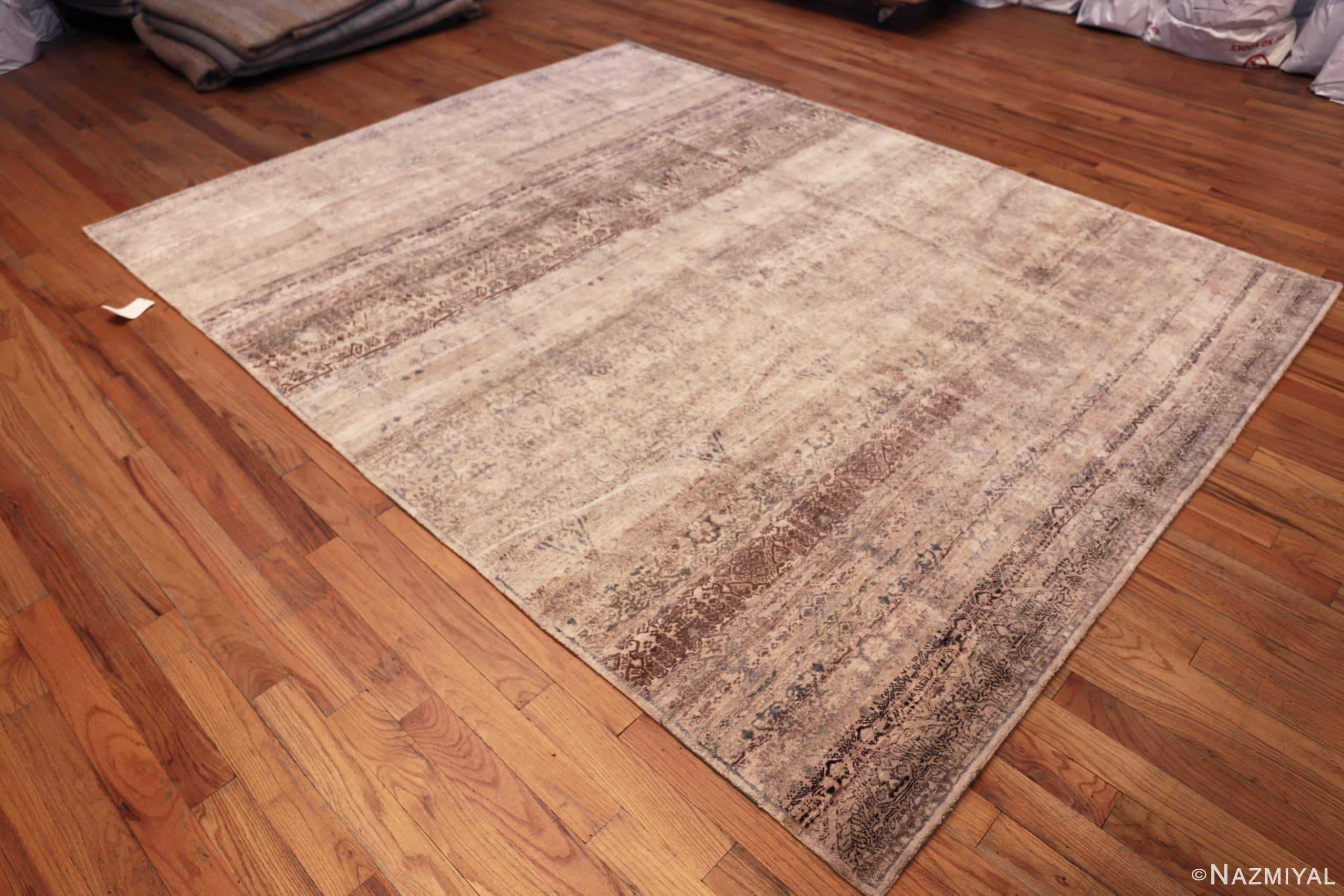 Side Of Contemporary Oriental Silk And Wool Area Rug 60958 by Nazmiyal Antique Rugs