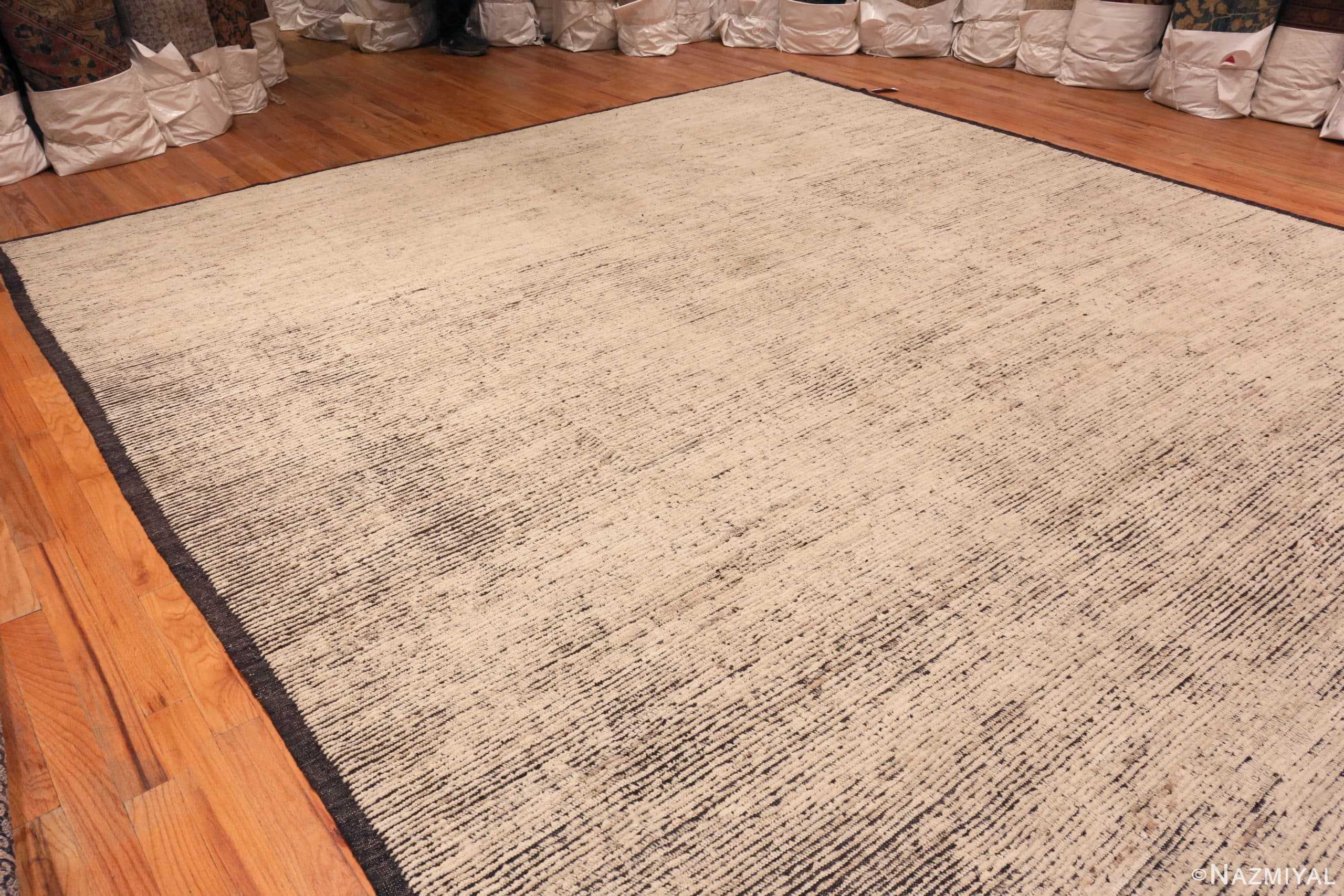 Side Of Large Soft Color Modern Distressed Rug 60947 by Nazmiyal Antique Rugs