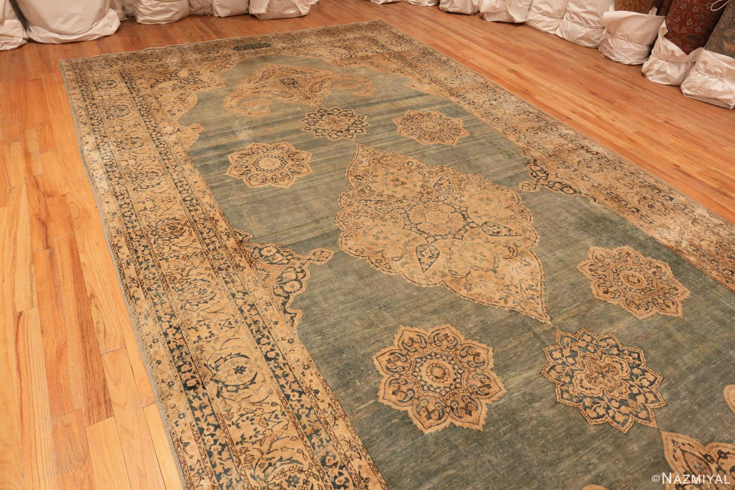 Side View Of Large Antique Persian Kerman Rug 71336 by Nazmiyal Antique Rugs