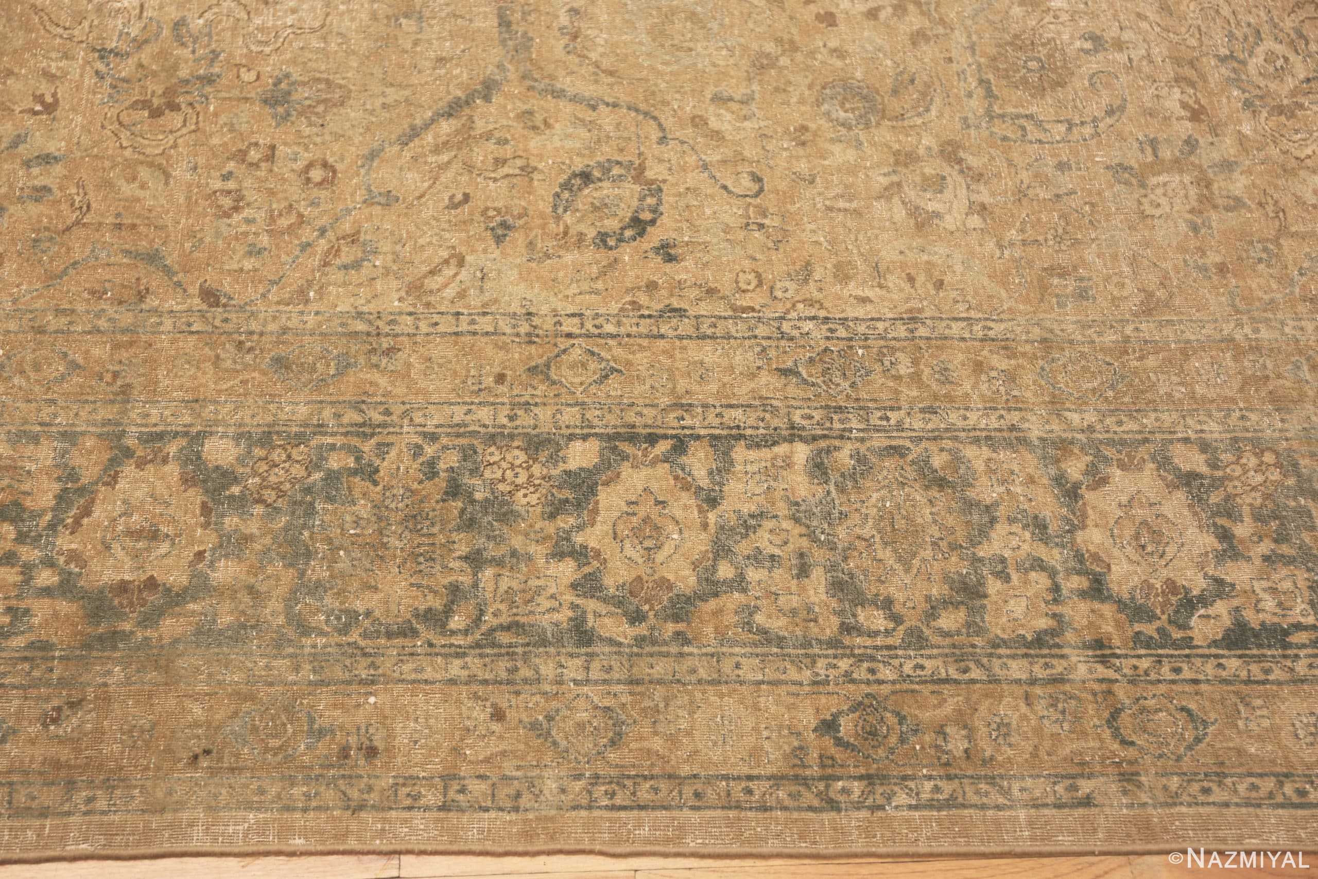 Border Of Antique Persian Floral Tabriz Rug 70956 by Nazmiyal Antique Rugs