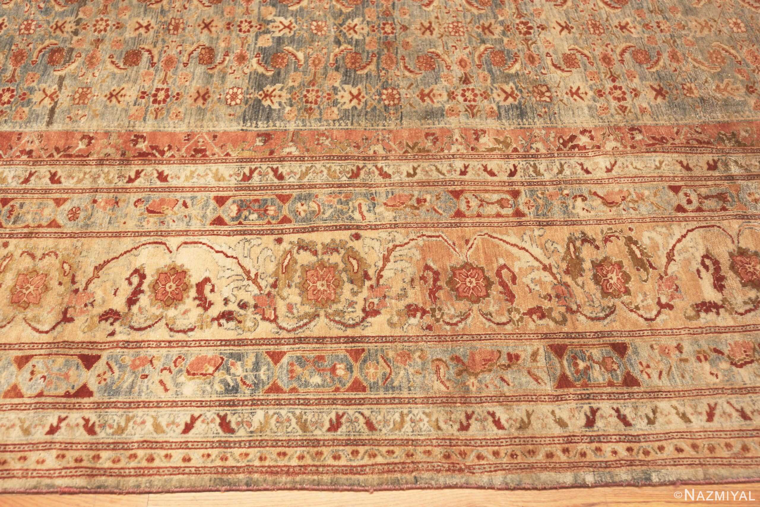 Border Of Large Light Blue Background Antique Persian Malayer Rug 71177 by Nazmiyal Antique Rugs