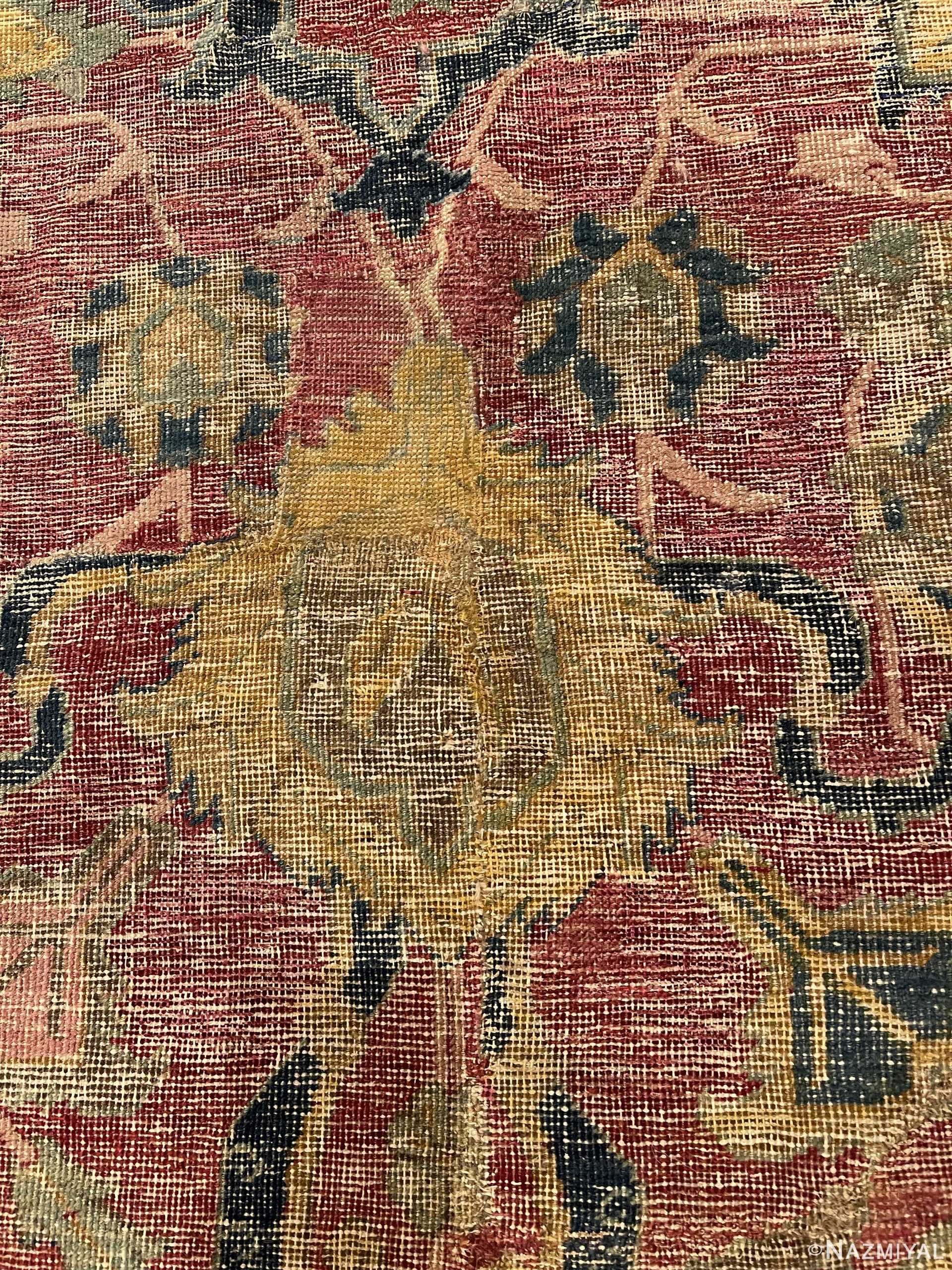 Close Up Of Rare 17th Century Large Antique Persian Isfahan Rug 70804 by Nazmiyal Antique Rugs
