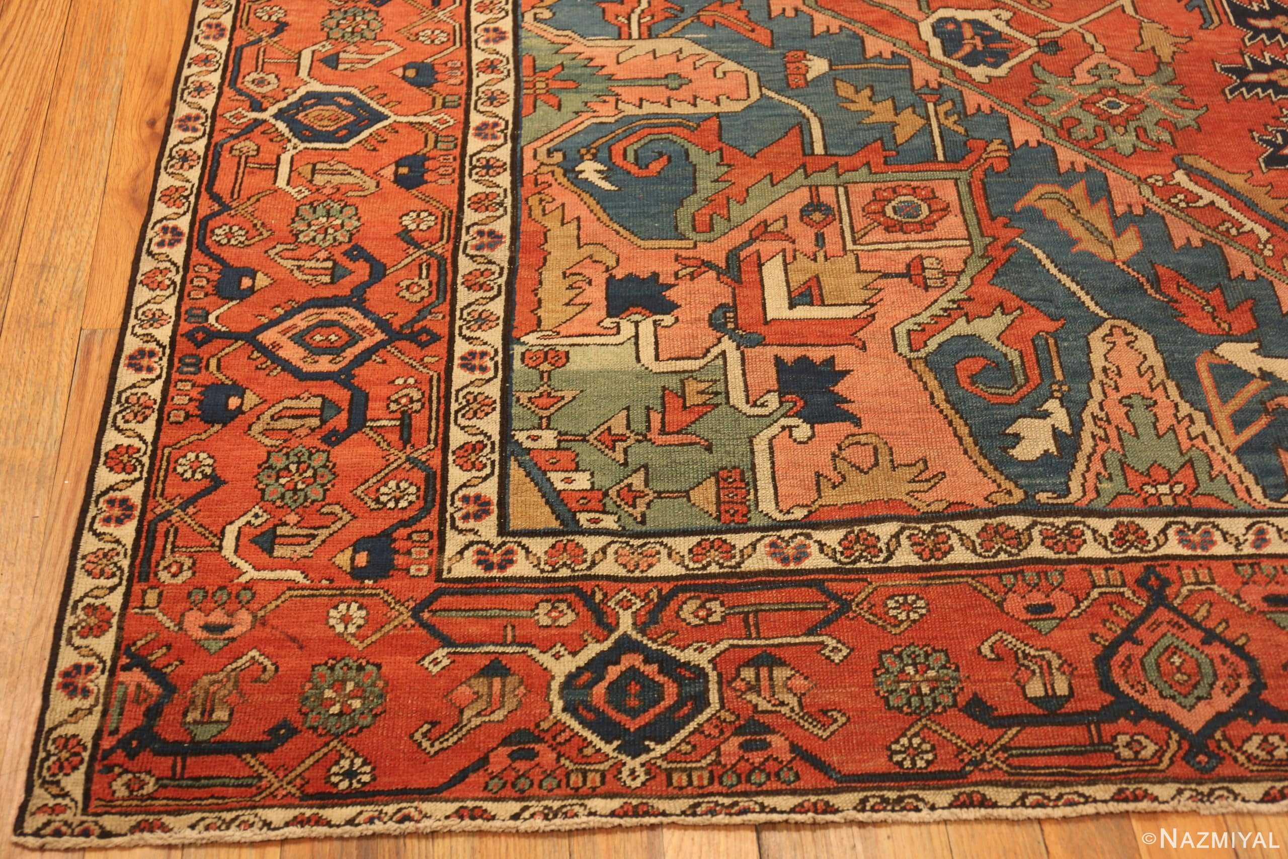 Corner Of Large Antique Persian Serapi Rug 71379 by Nazmiyal Antique Rugs