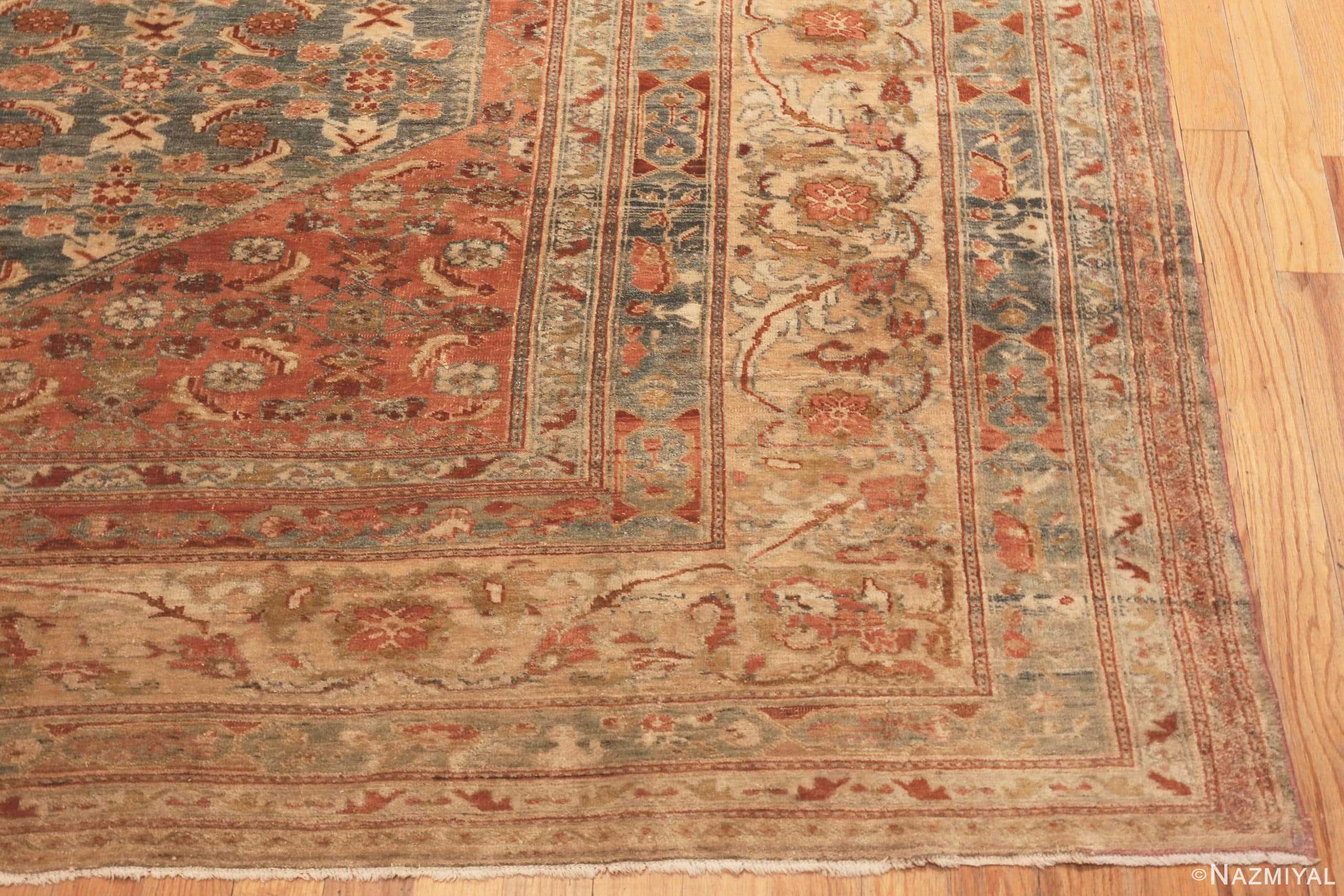 Corner Of Large Light Blue Background Antique Persian Malayer Rug 71177 by Nazmiyal Antique Rugs