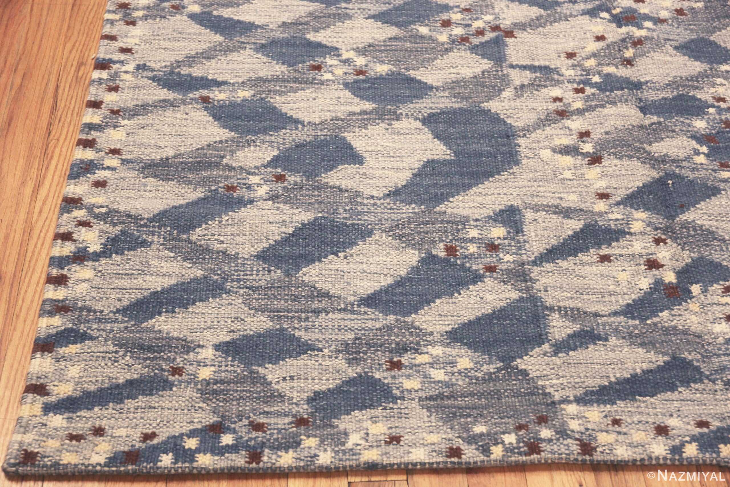 Corner Of Magnificent Swedish Inspired Blue Area Rug 60895 by Nazmiyal Antique Rugs