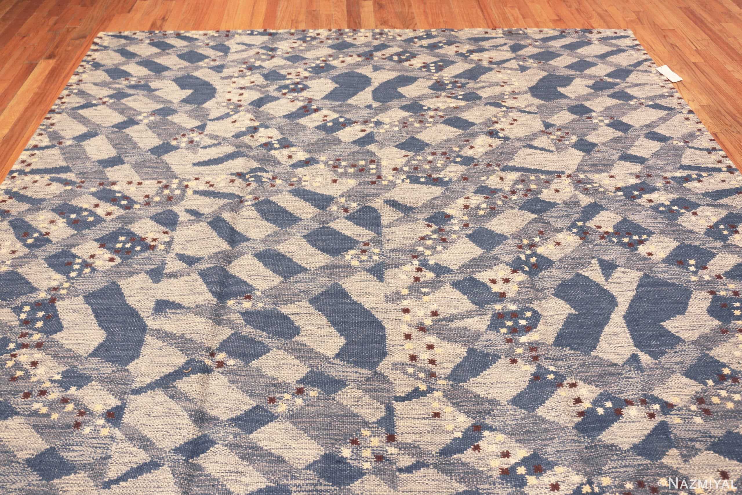 Detail Of Magnificent Swedish Inspired Blue Area Rug 60895 by Nazmiyal Antique Rugs