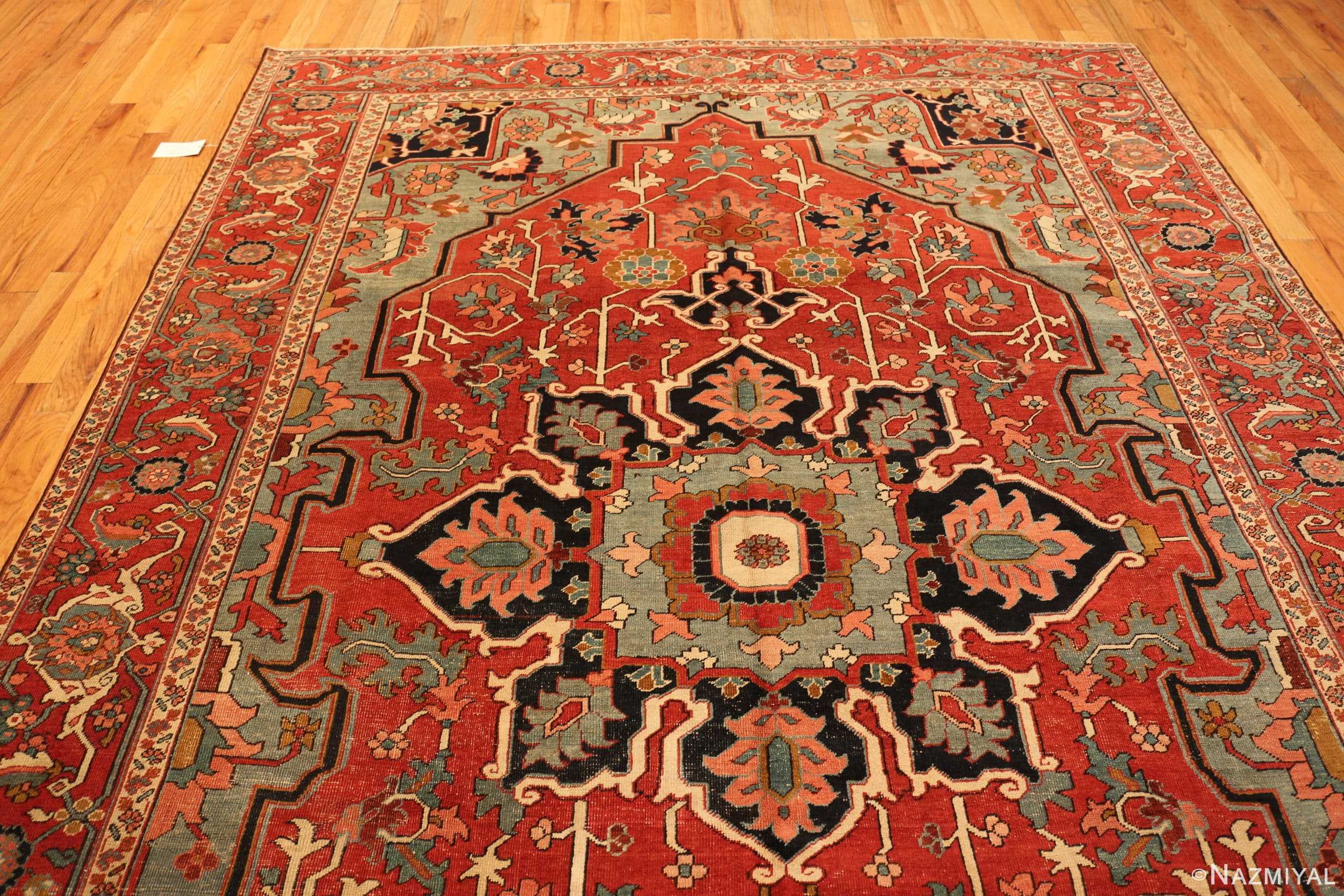 Detail Of Antique Persian Serapi Rug 71384 by Nazmiyal Antique Rugs