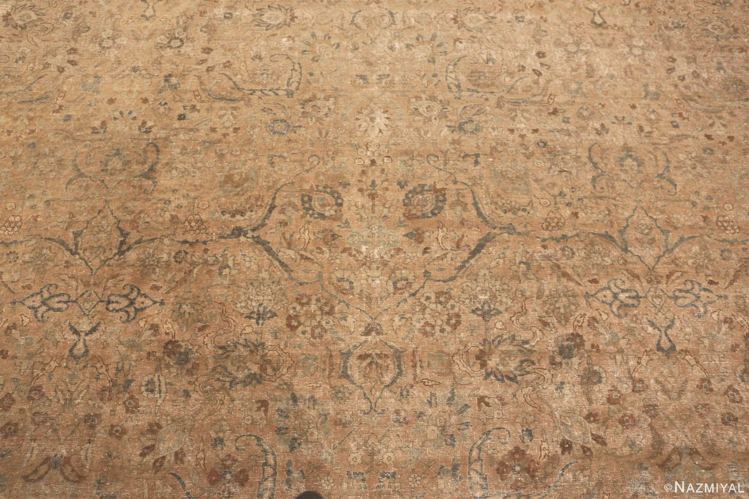Detailed Of Antique Persian Floral Tabriz Rug 70956 by Nazmiyal Antique Rugs