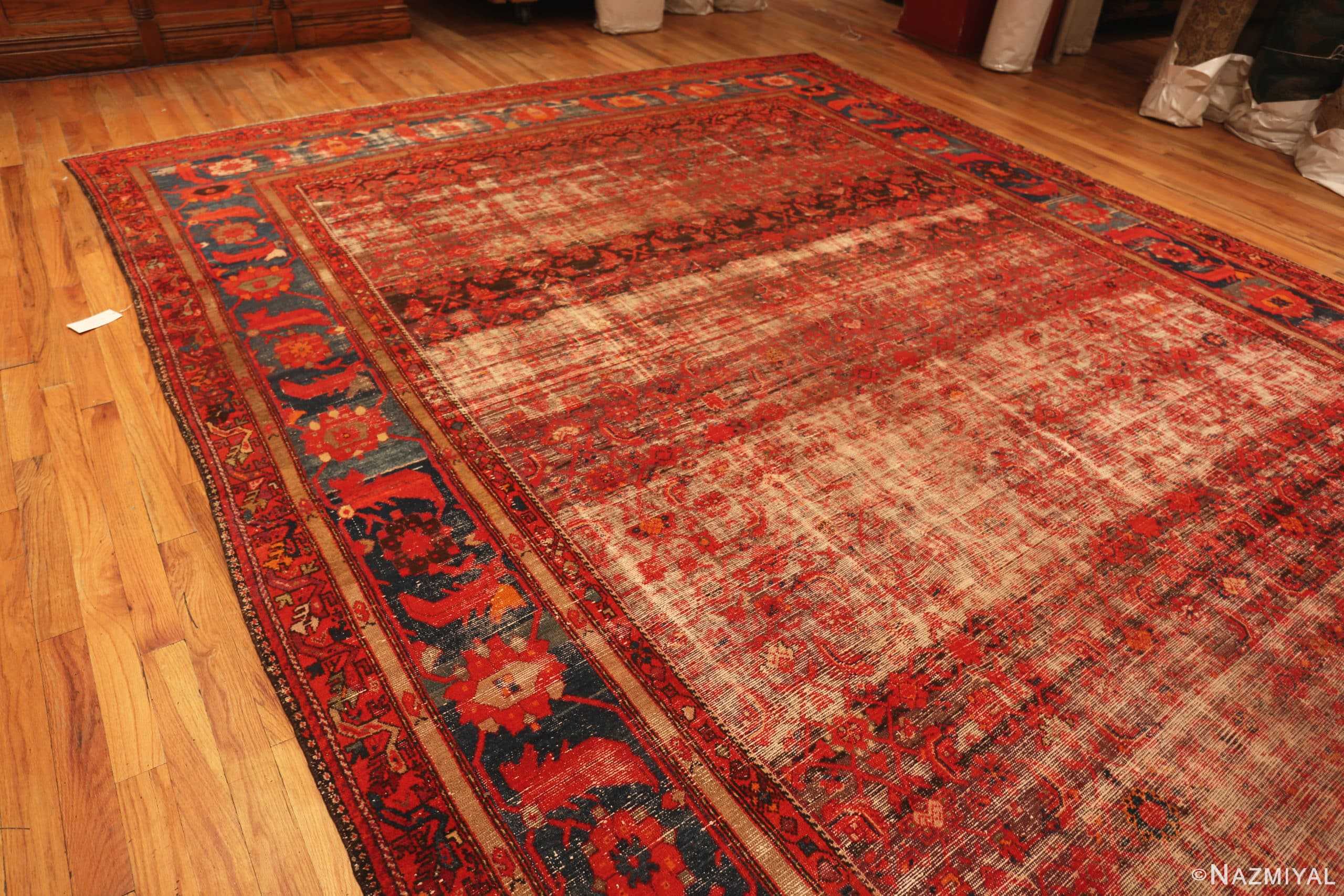 Side Of Large Shabby Chic Antique Persian Malayer Rug 71297 by Nazmiyal Antique Rugs