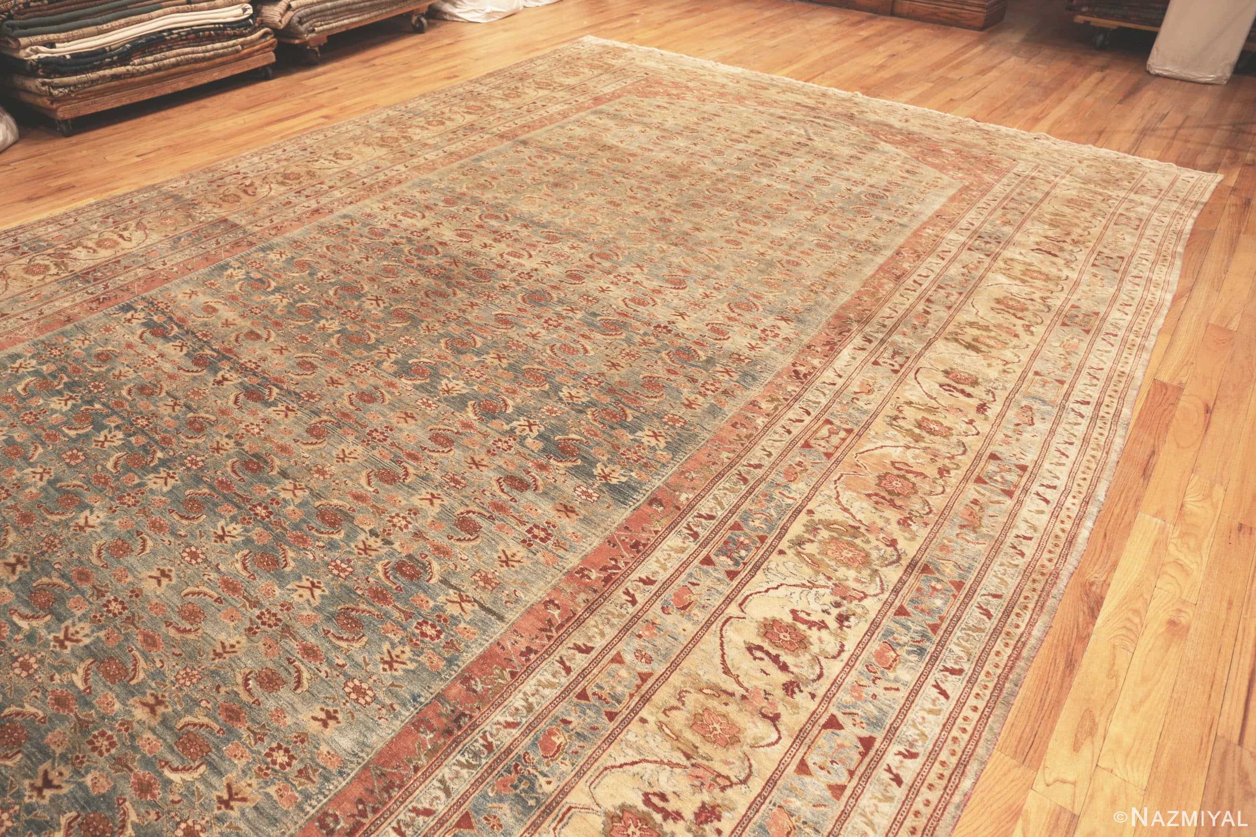 Side Of Large Light Blue Background Antique Persian Malayer Rug 71177 by Nazmiyal Antique Rugs