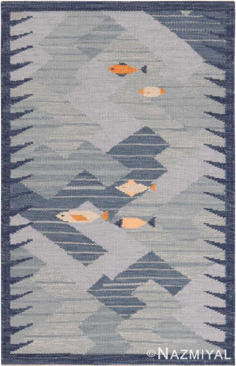 Silk And Wool Modern Swedish Inspired Kilim Rug 60983 by Nazmiyal Antique Rugs