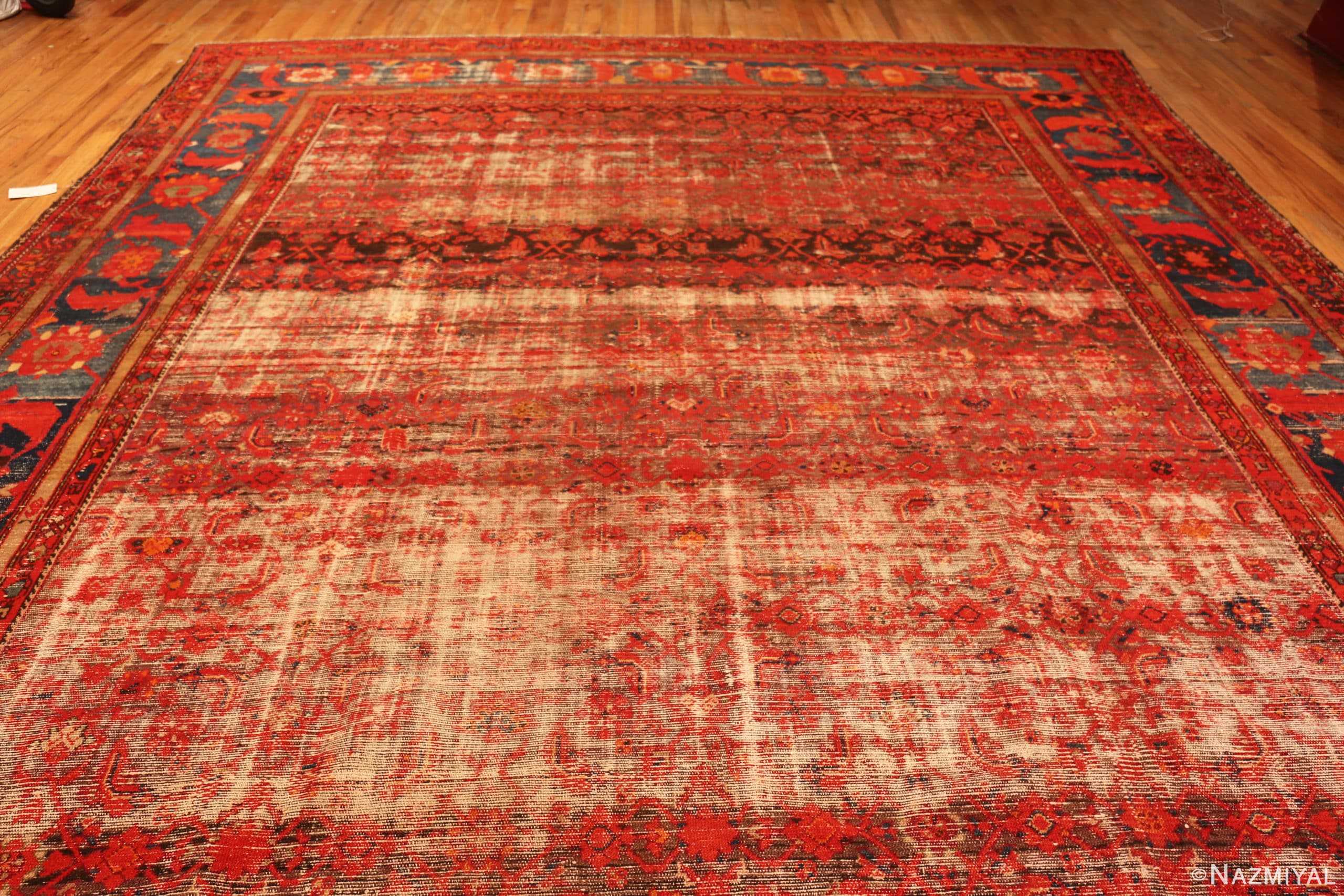 Whole View Of Large Shabby Chic Antique Persian Malayer Rug 71297 by Nazmiyal Antique Rugs