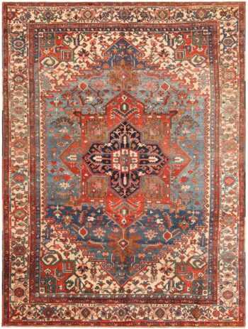 Antique Persian Heriz Area Rug 71472 by Nazmiyal Antique Rugs