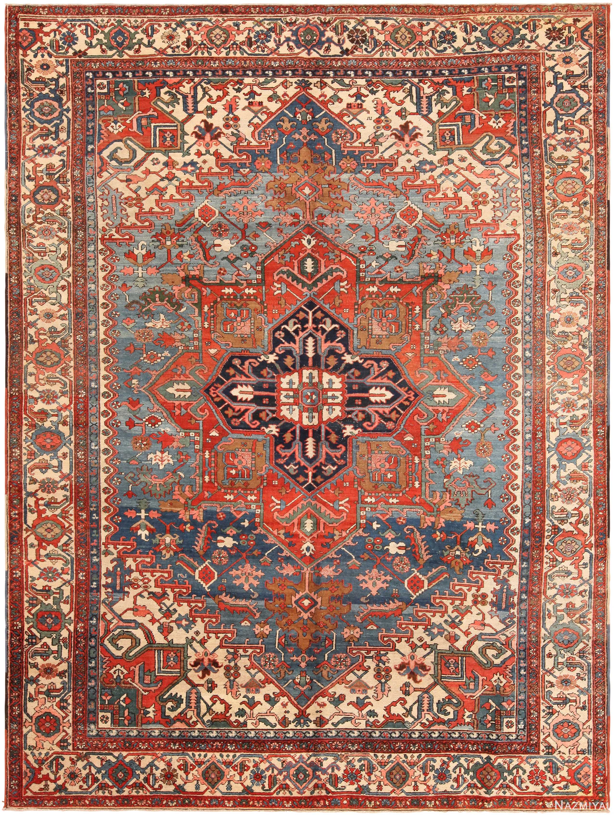 Antique Persian Heriz Area Rug 71472 by Nazmiyal Antique Rugs